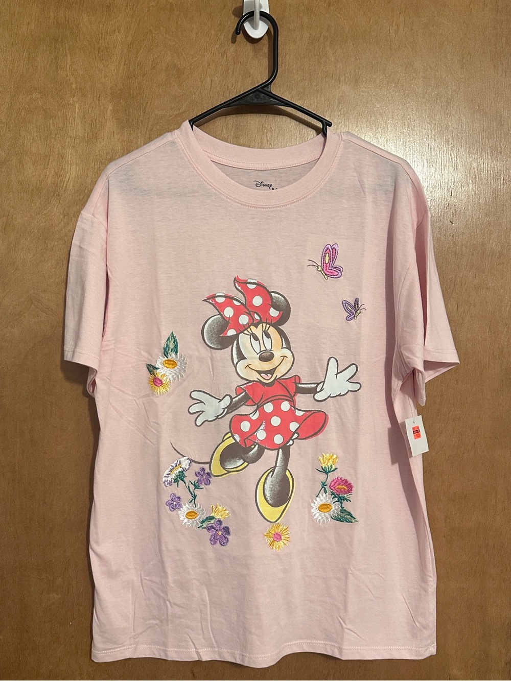 Disney Pink Minnie Mouse Floral Graphic Tee size L
